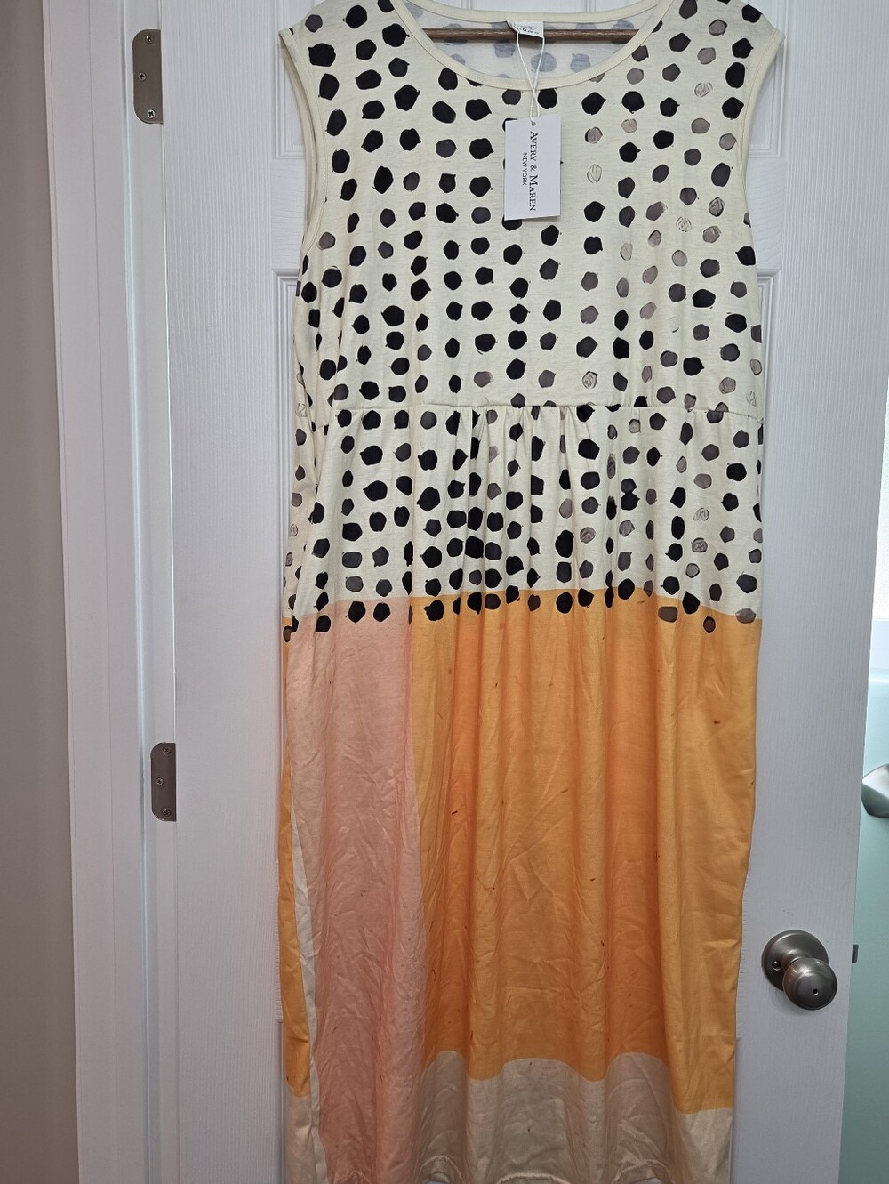 NWT Avery & Maren New York Leah Polka Colorblock Midi Dress XL